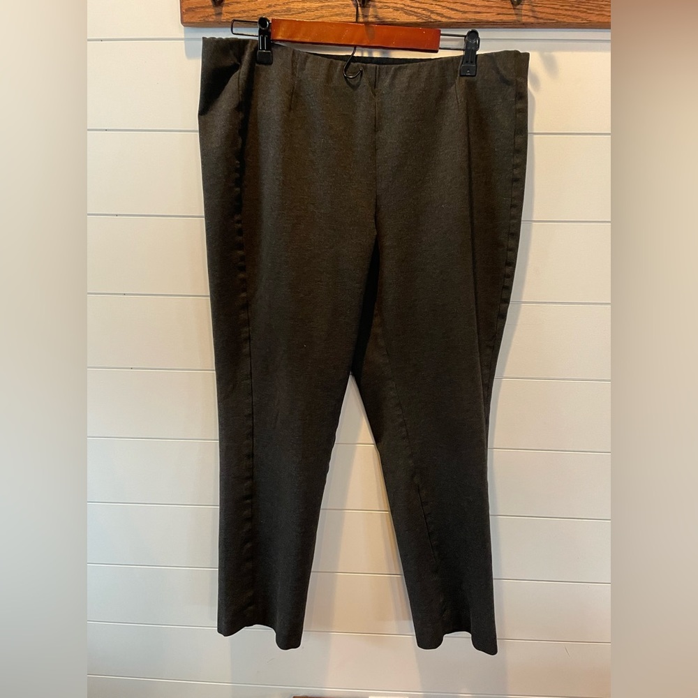 J Jill Gray Ponte Slim Leg Dress Pants Flat Front Size Large